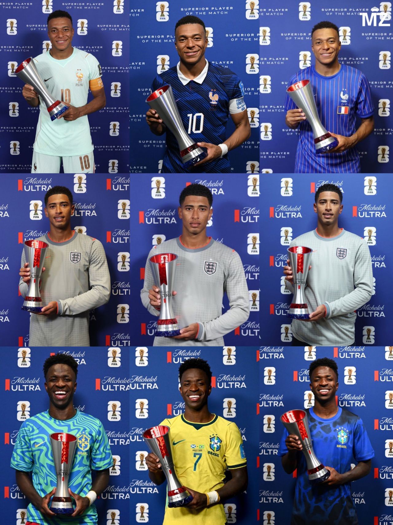 Ba ngôi sao Real Madrid tỏa sáng: Mbappé, Bellingham và Vinícius đều 3 lần giành danh hiệu Cầu thủ xuất sắc nhất trận